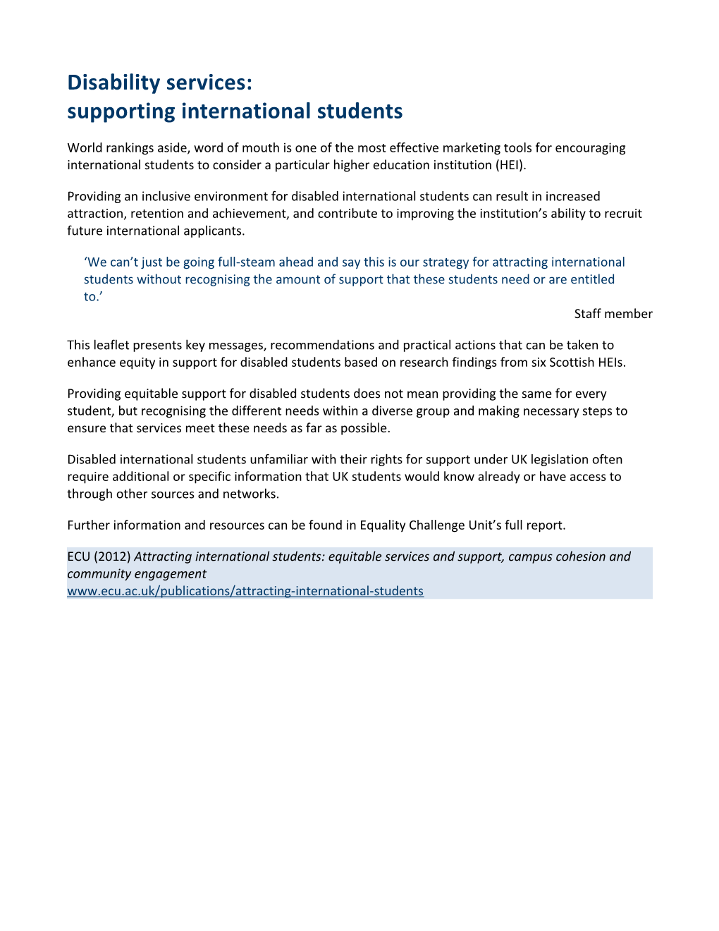 Disability Services: Supporting International Students