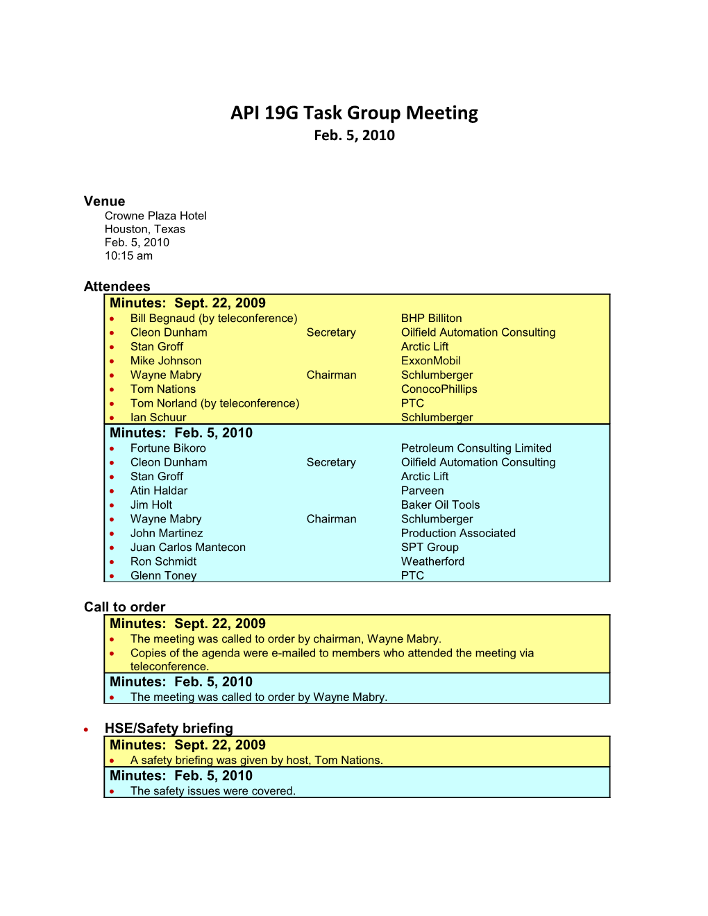 API 19G Task Group Meetingmay 5, 2010Page 1