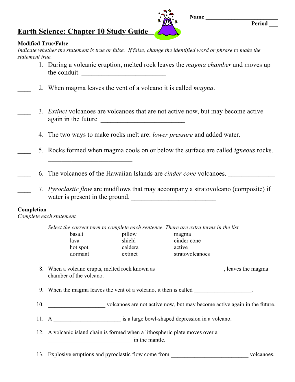 Earth Science: Chapter 10 Study Guide