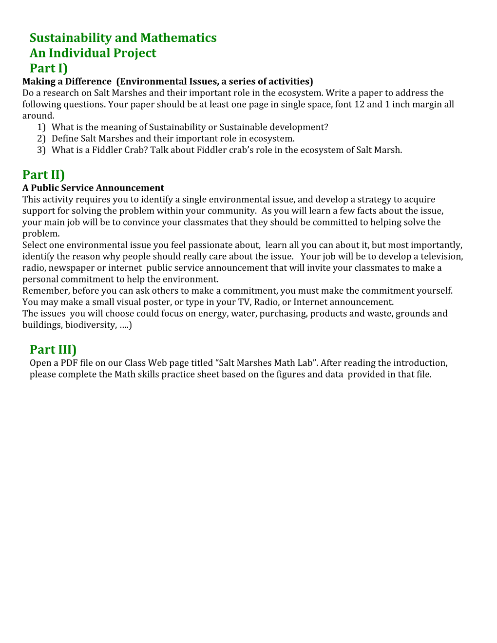 Sustainability and Mathematics