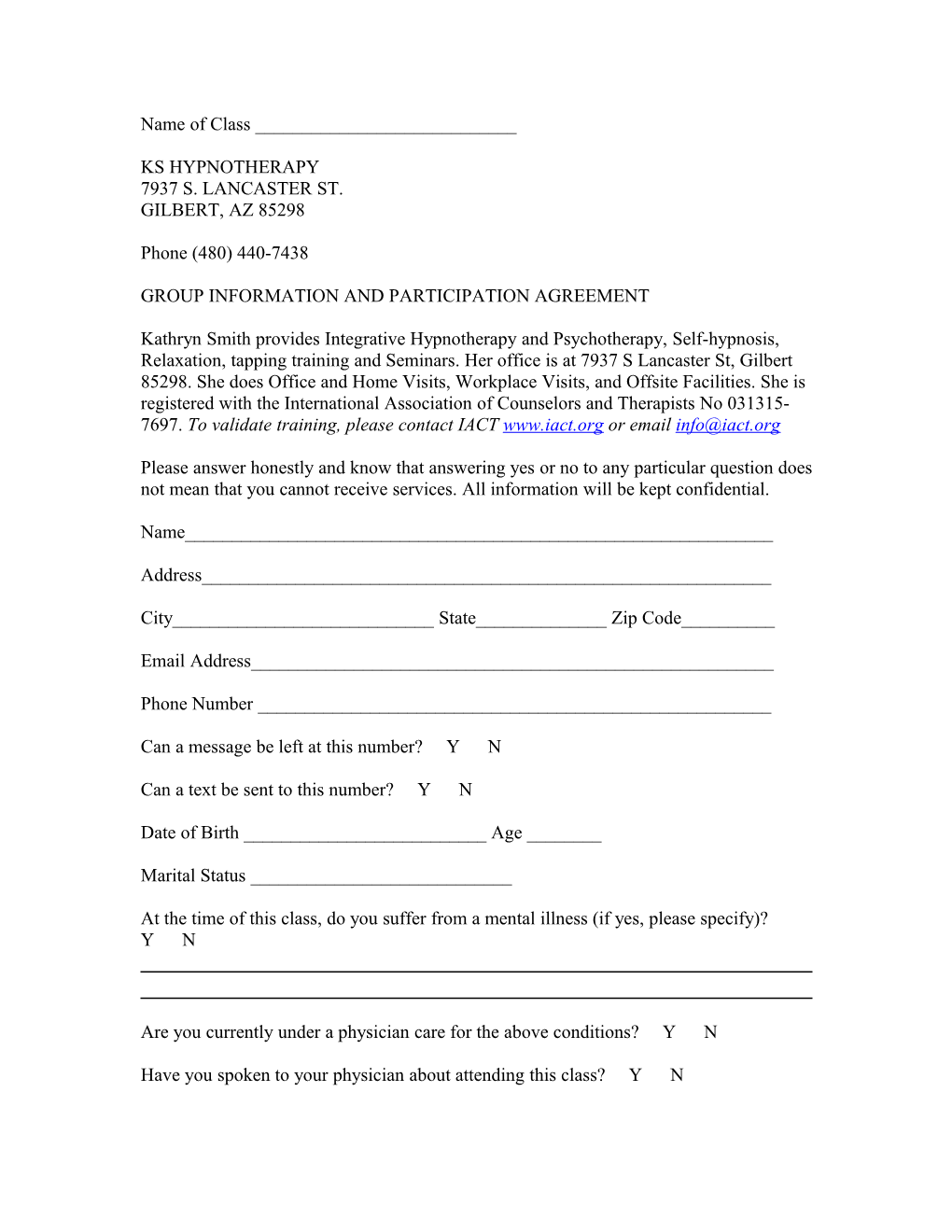 Group Participation Consent Form