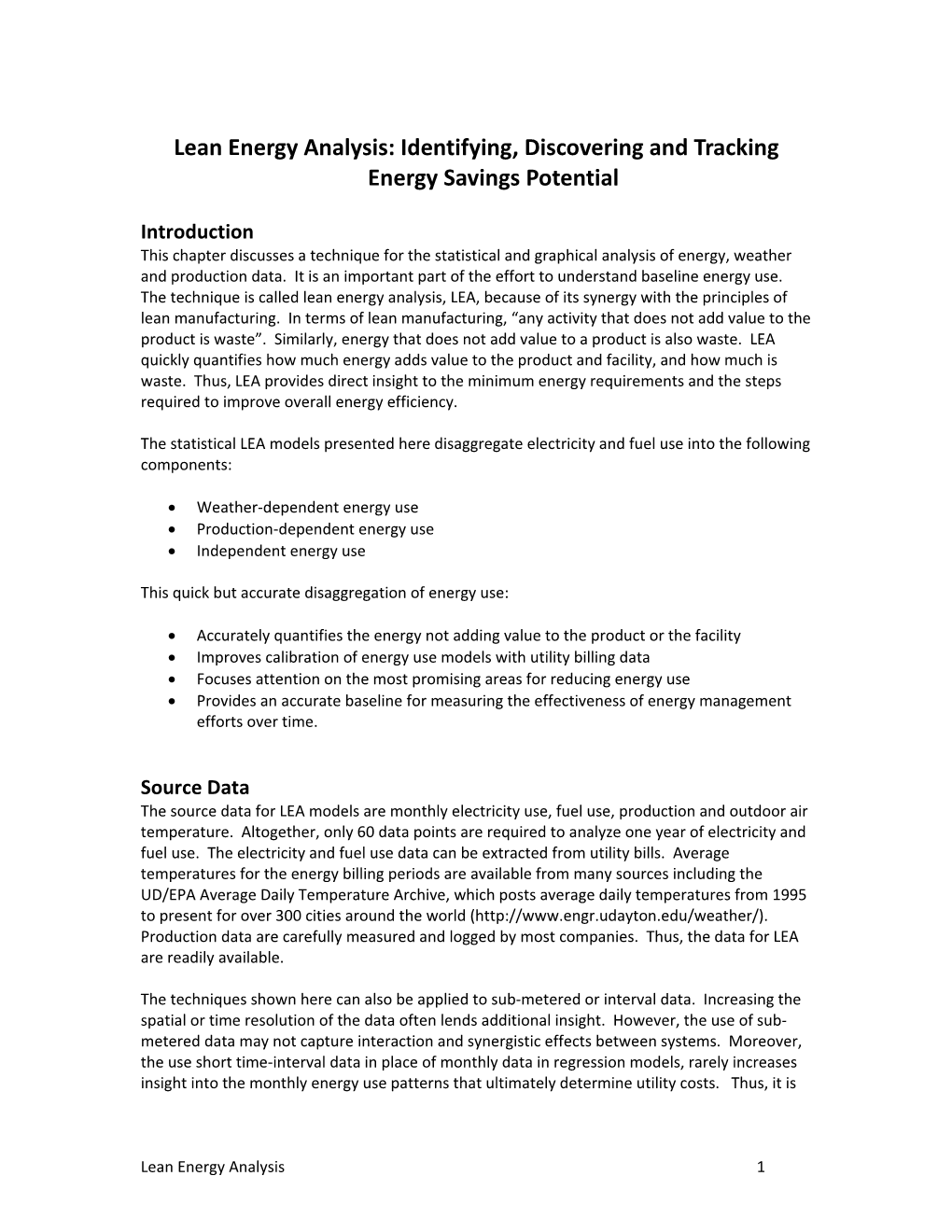 Lean Energy Analysis: Identifying, Discovering and Tracking Energy Savings Potential
