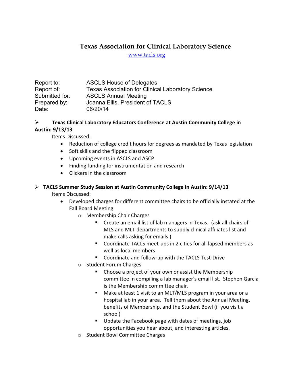 Texas Association for Clinical Laboratory Science