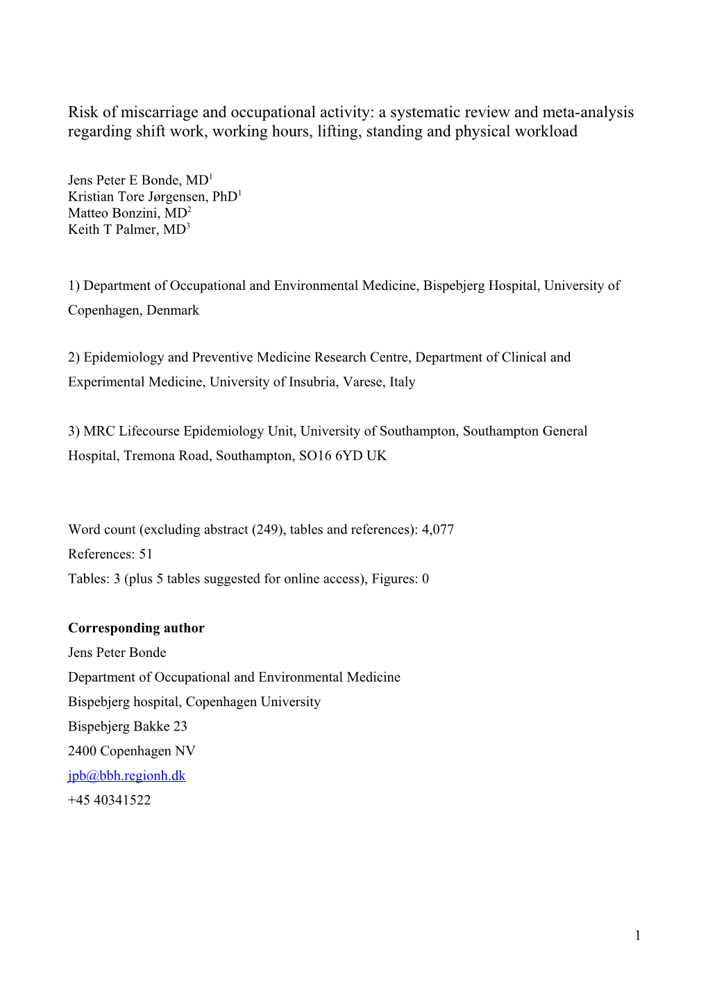 Risk of Miscarriage and Occupational Activity: a Systematic Review and Meta-Analysis Regarding