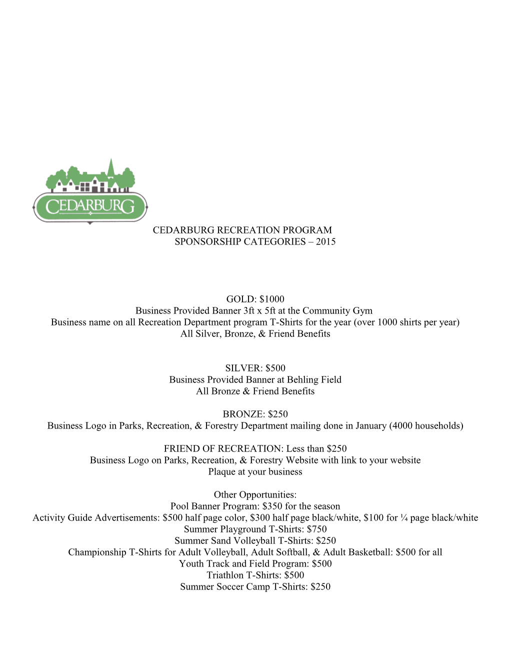 City of Cedarburg Area Businesses and Residents