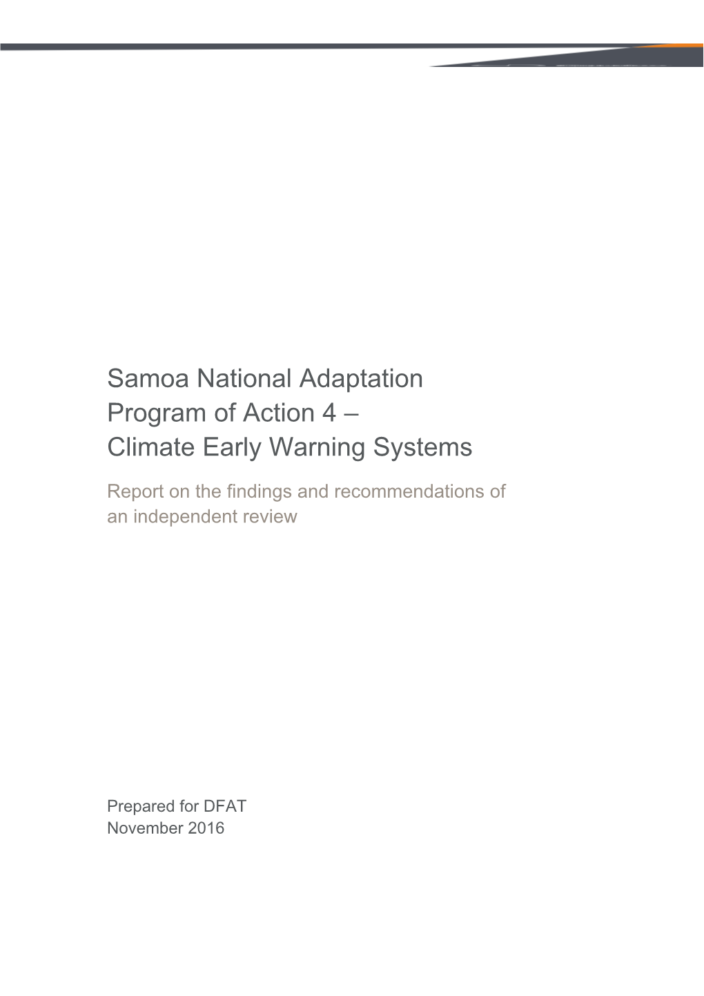 Report: Samoa National Adaptation Program of Action 4 Climate Early Warning Systems