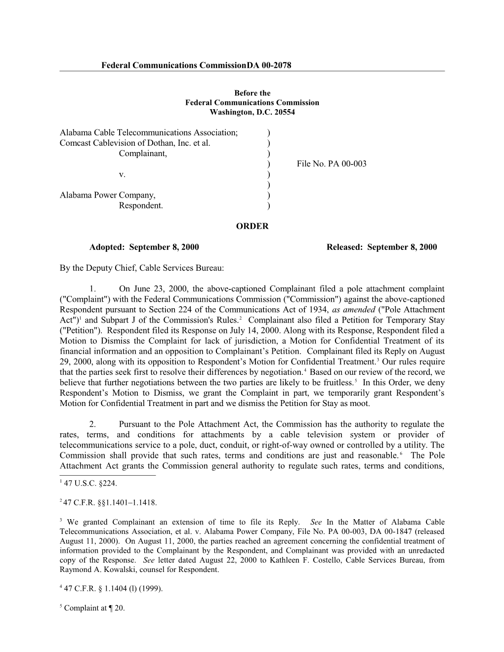 Federal Communications Commissionda 00-2078