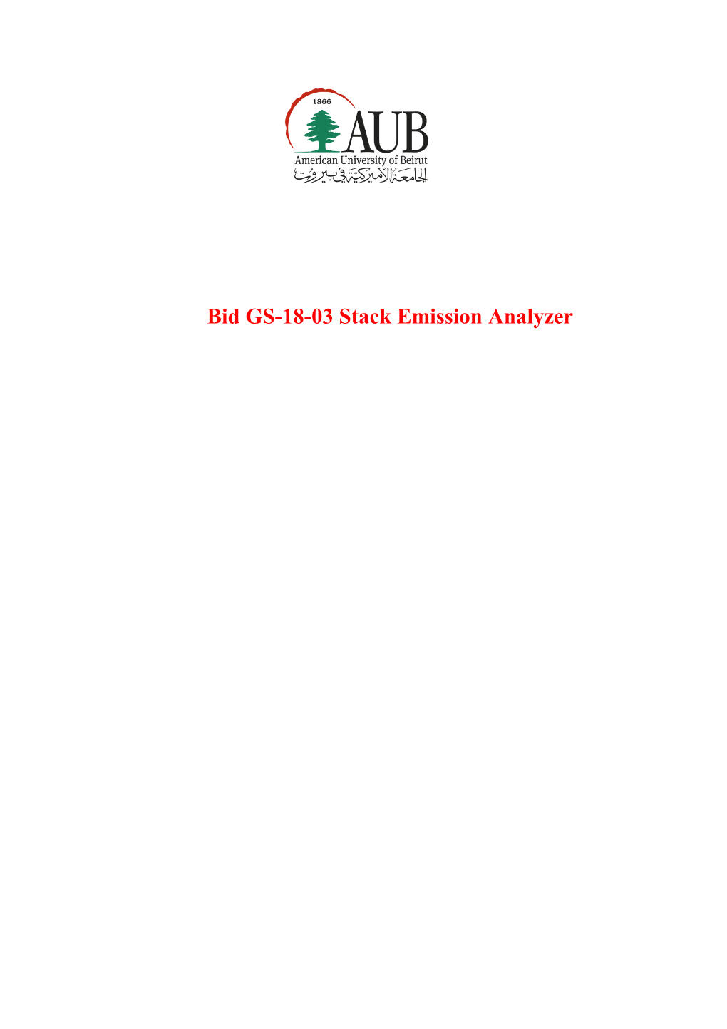 Bid GS-18-03 Stack Emission Analyzer