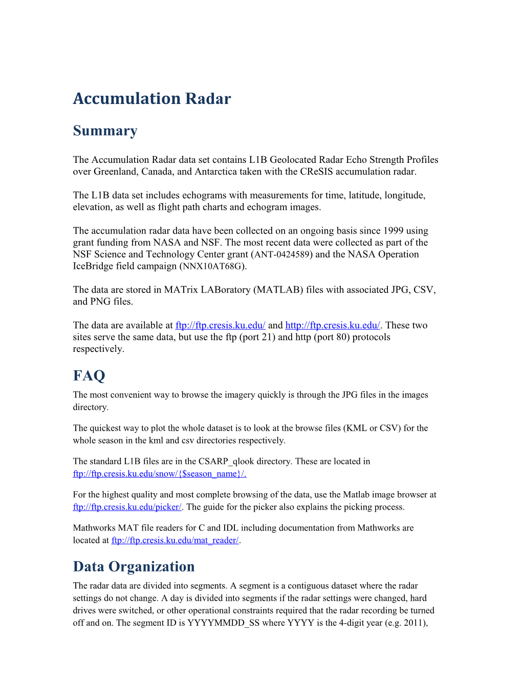 Accumulation Radar