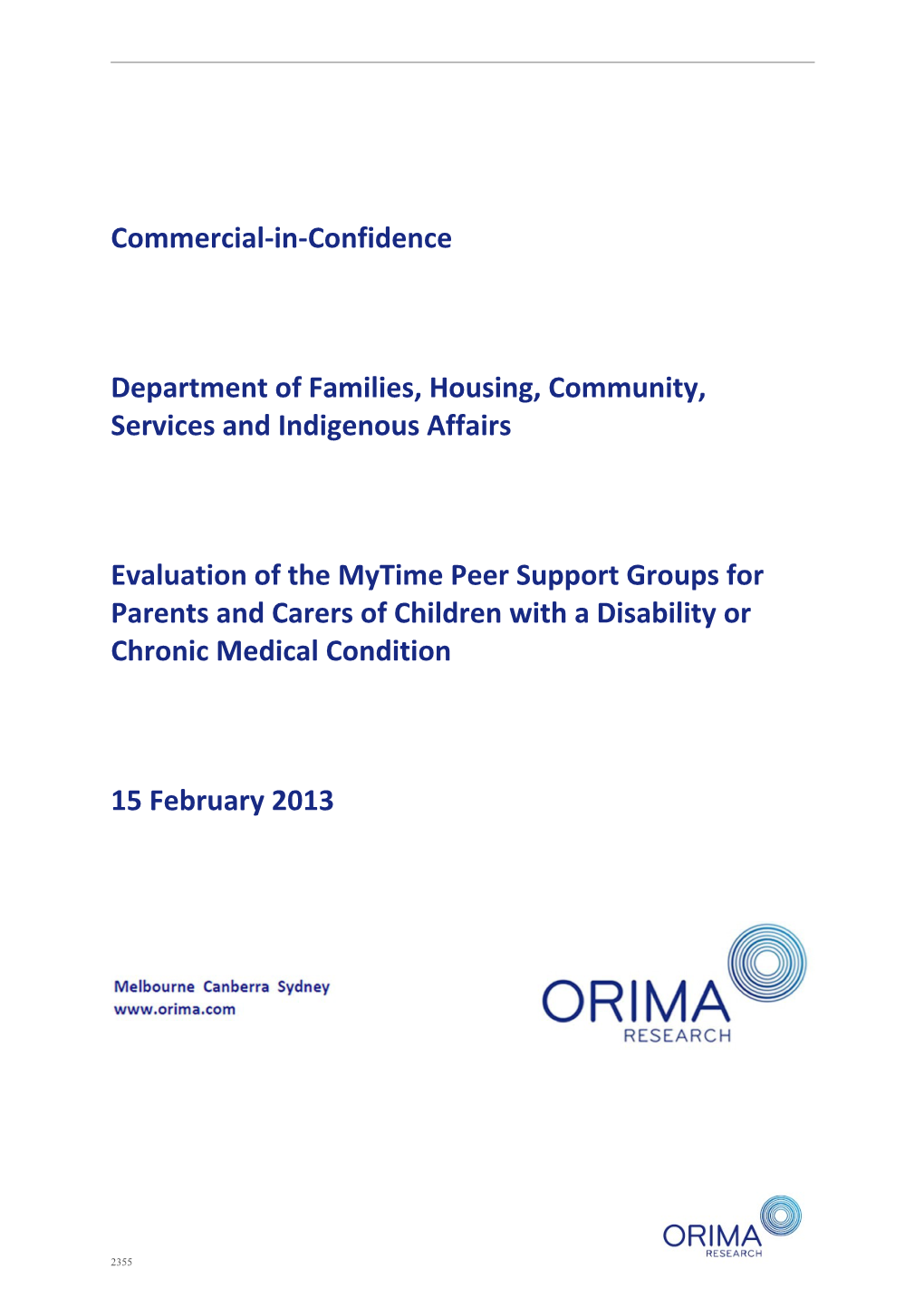Evaluation of the Mytime Peer Support Groups for Parents and Carers of Children with A
