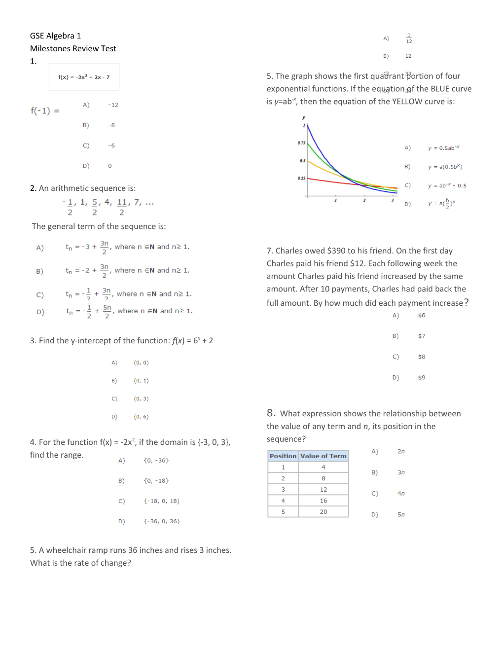 Milestones Review Test