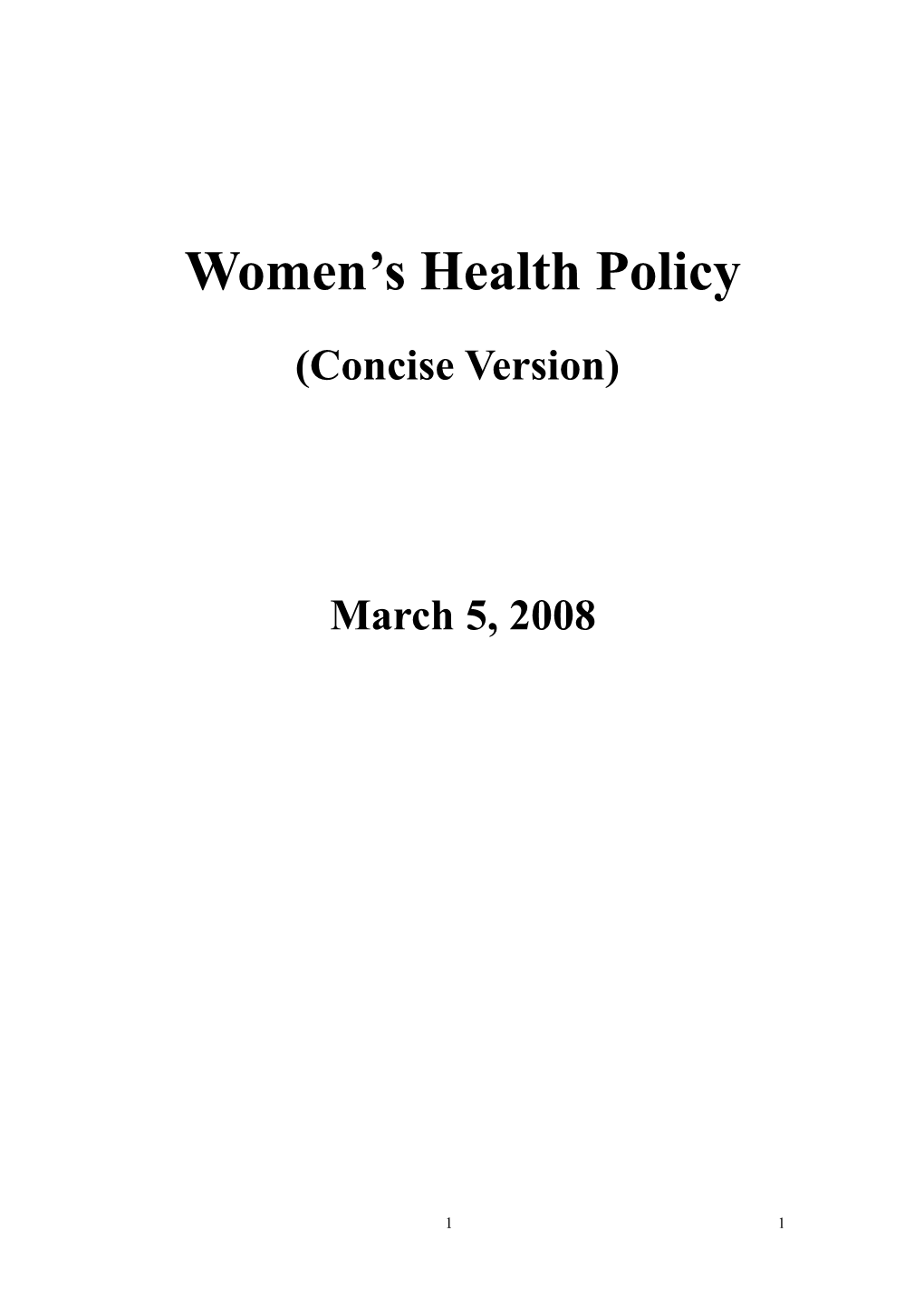 Women S Health Policy