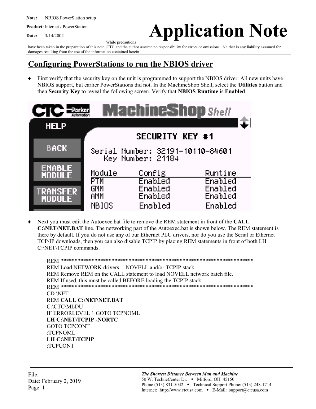 Note:NBIOS Powerstation Setup