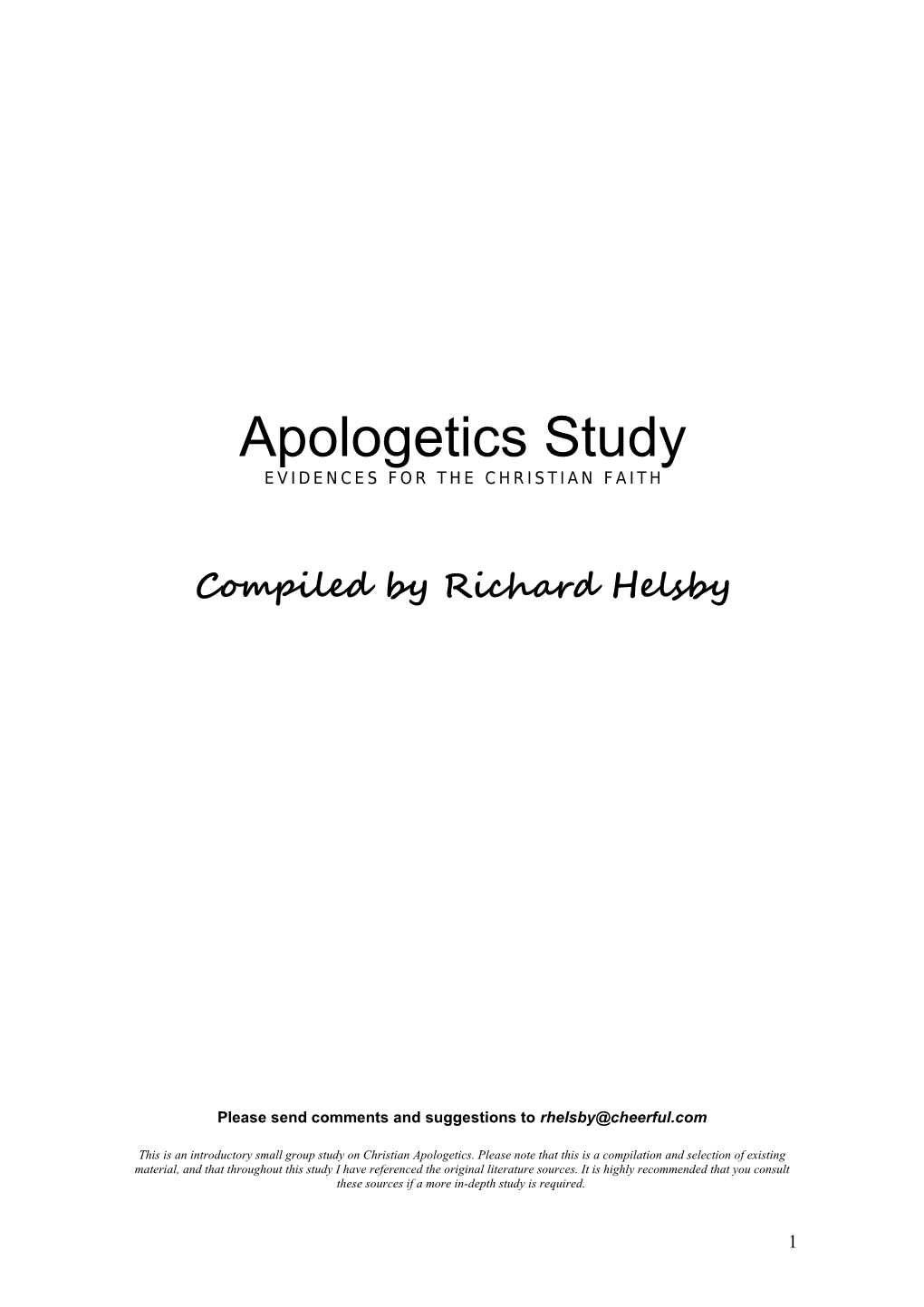 Christian Apologetics Study
