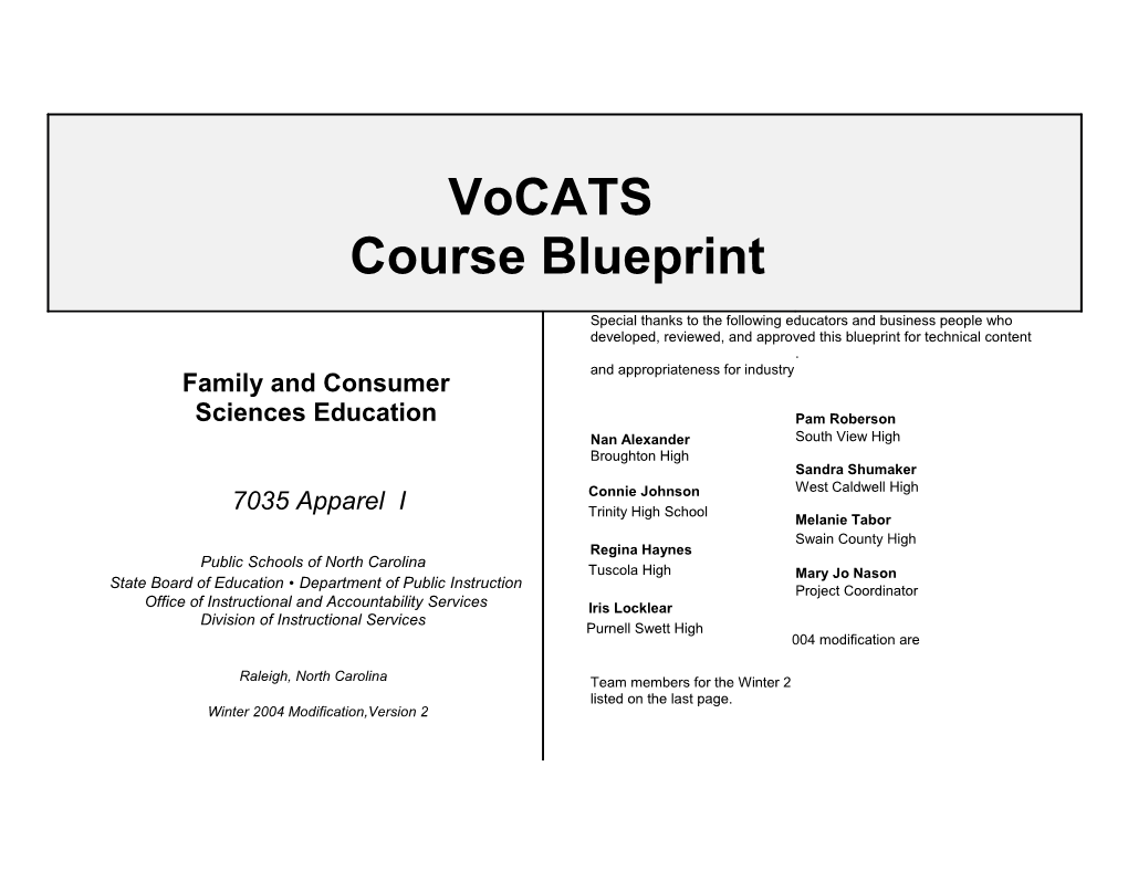 Vocats Course Blueprint