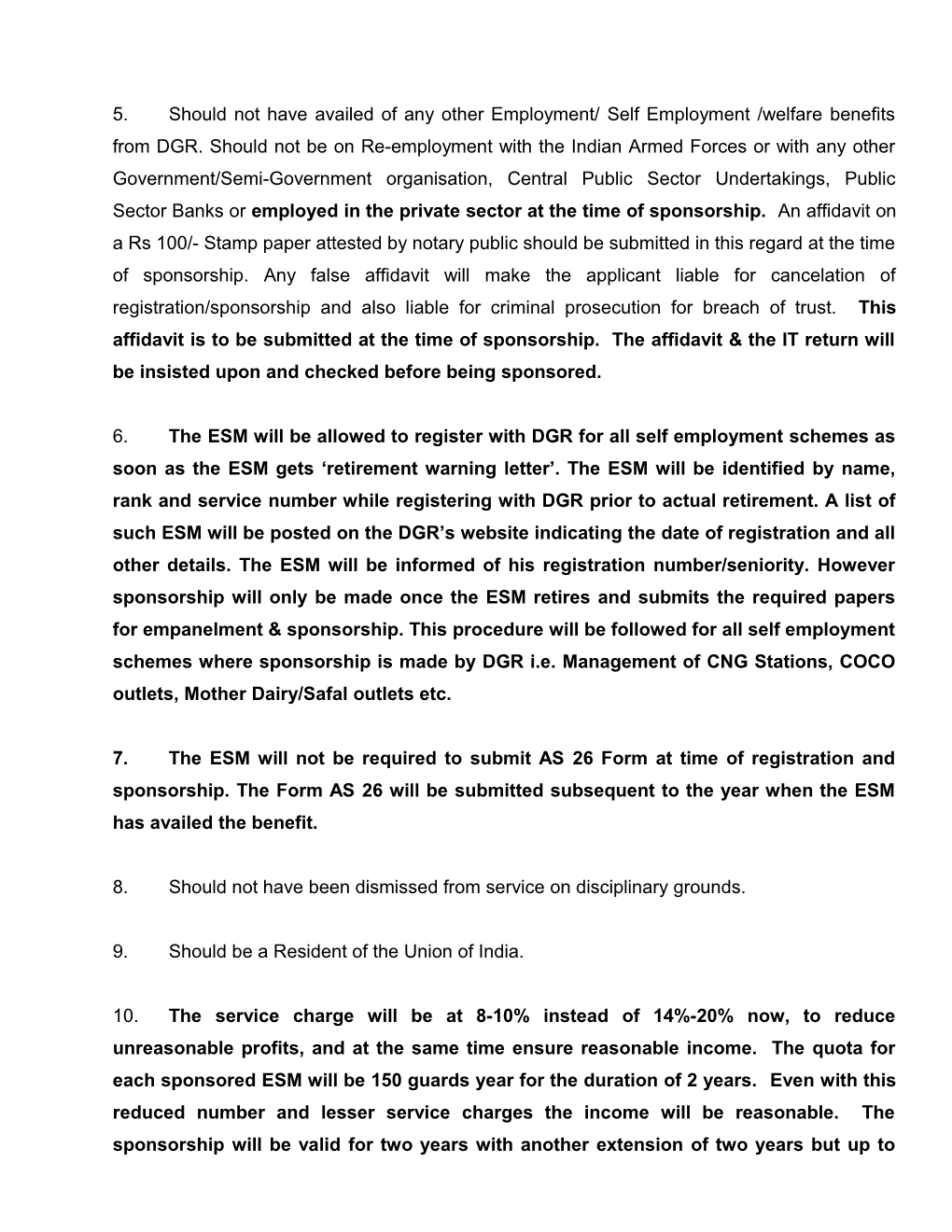 Draft Guidelines for Functioning of Dgr Empanelled Exservicemen for Security Services