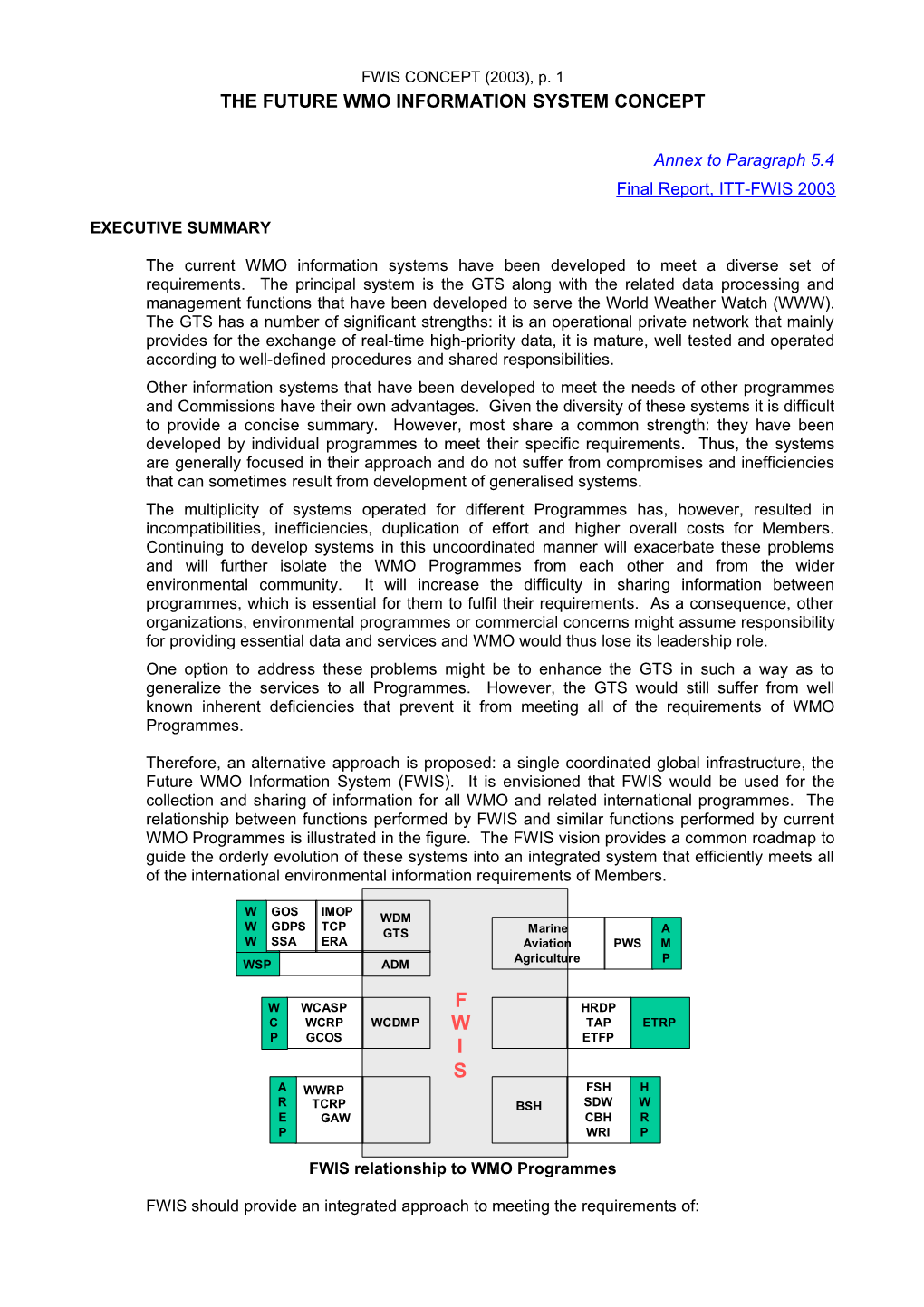 Report of ITT on Future WMO Information Systems - V