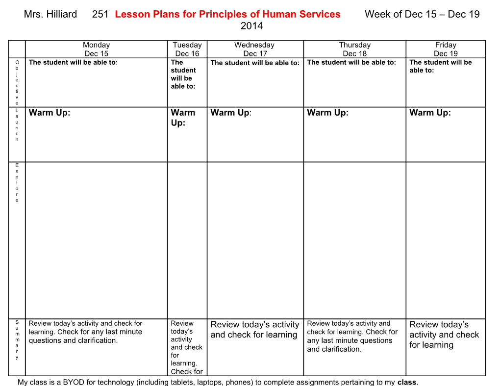 PHS Lesson Plans Fall 2014 Student