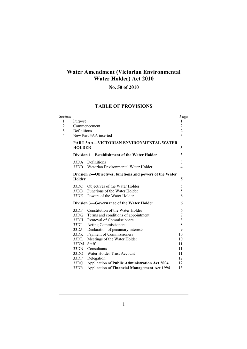 Water Amendment (Victorian Environmental Water Holder) Act 2010