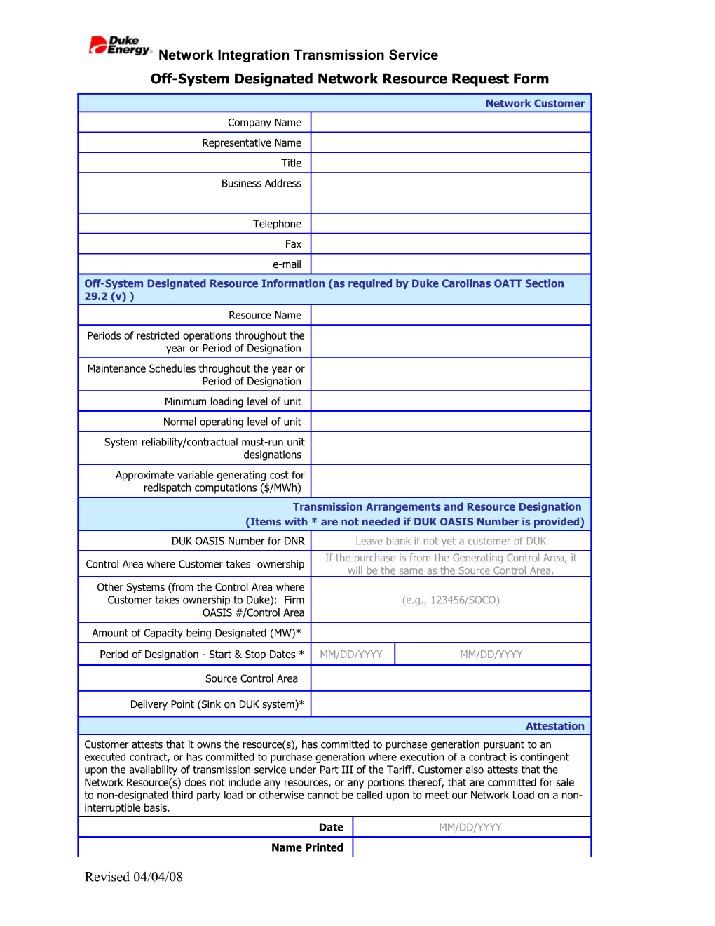 Network Integration Transmission Service