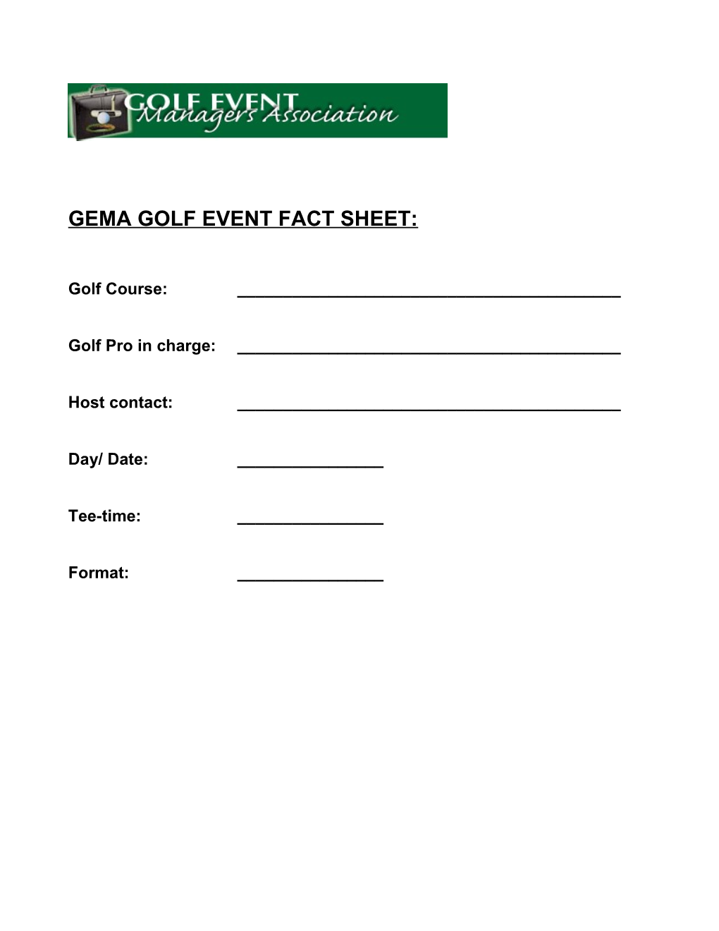Gema Golf Event Fact Sheet