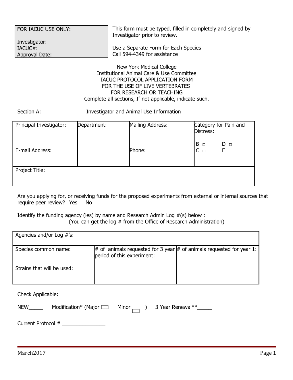 This Form Must Be Typed, Filled in Completely and Signed by Investigator Prior to Review
