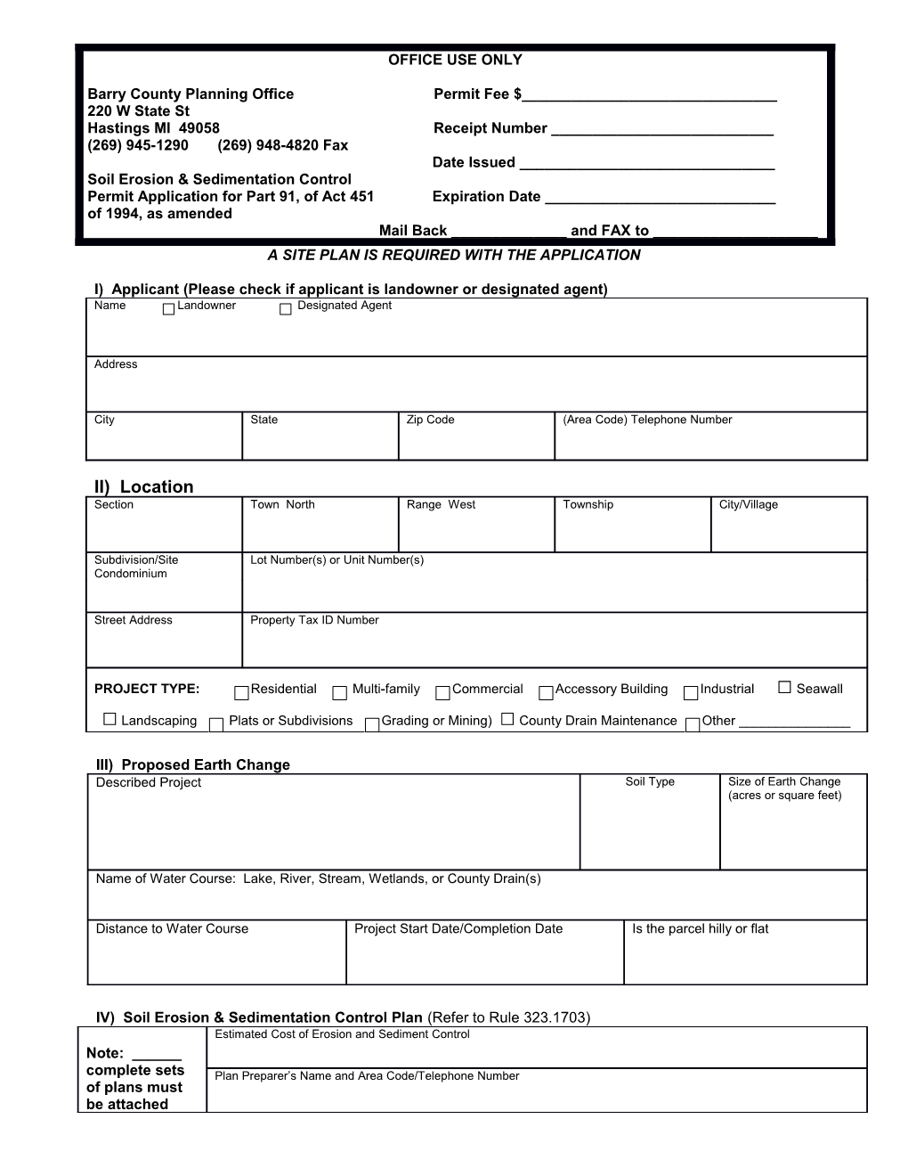 Soil Erosion and Sedimentation Control Permit