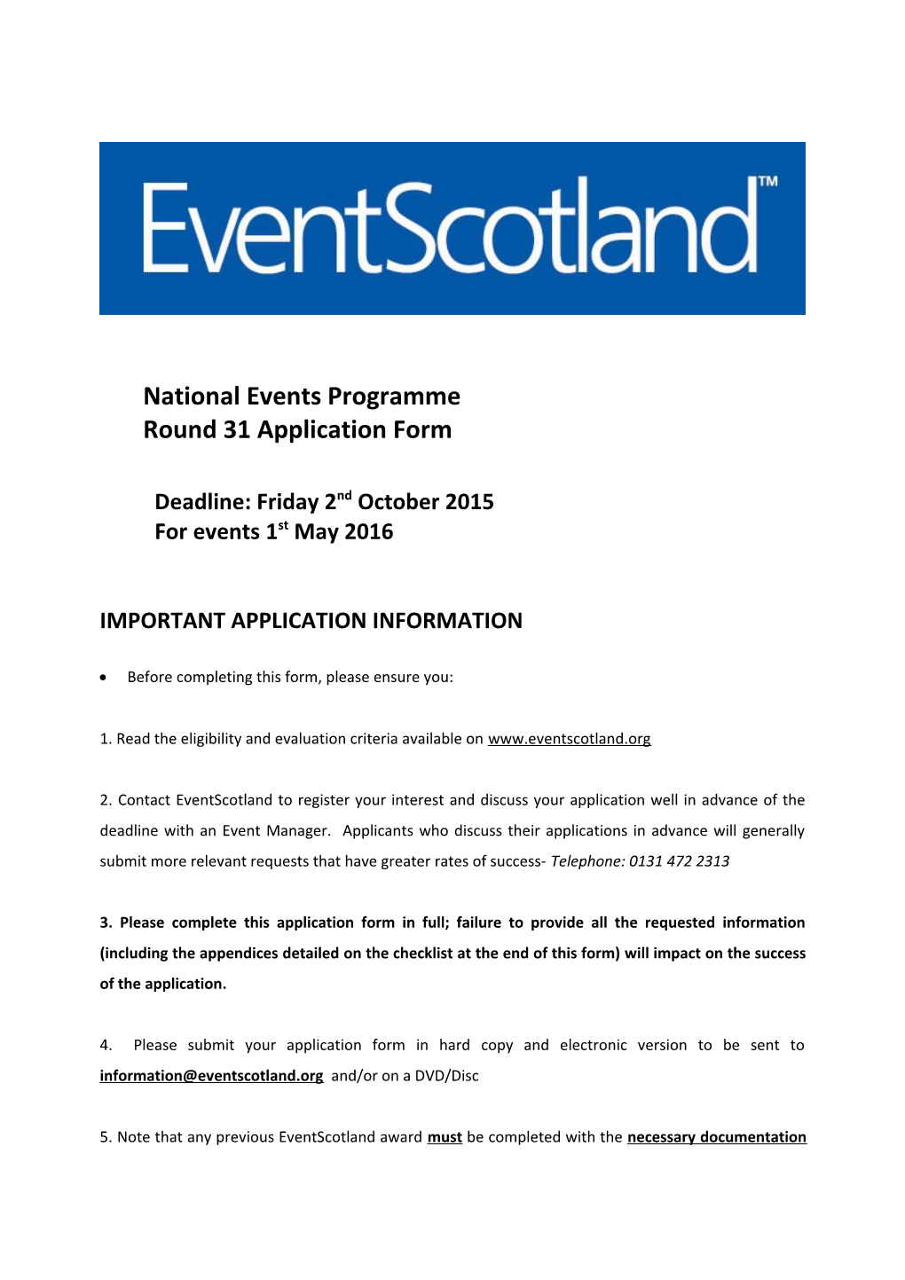 Regional Events Programme