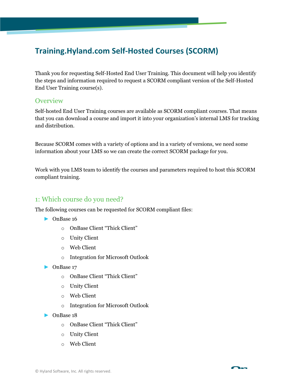 Training.Hyland.Com Self-Hosted Courses (SCORM)