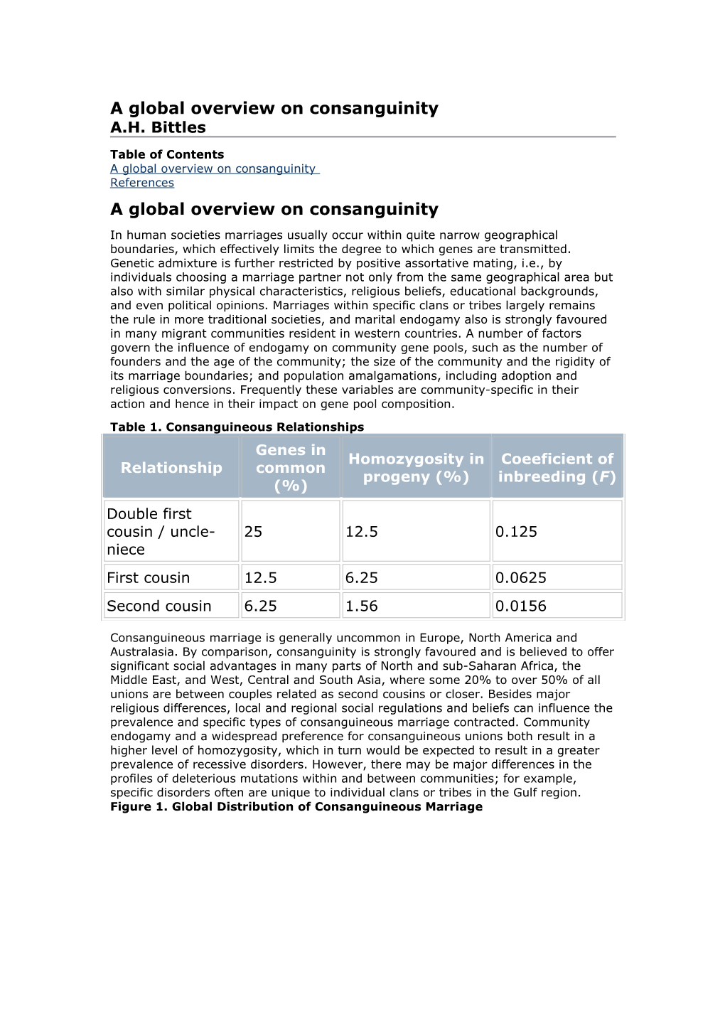 A Global Overview on Consanguinity