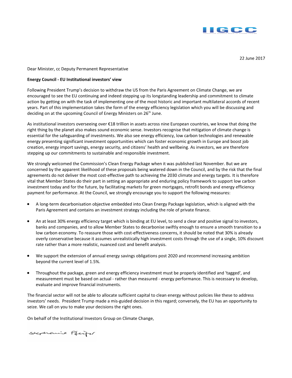 Energy Council - EU Institutional Investors View