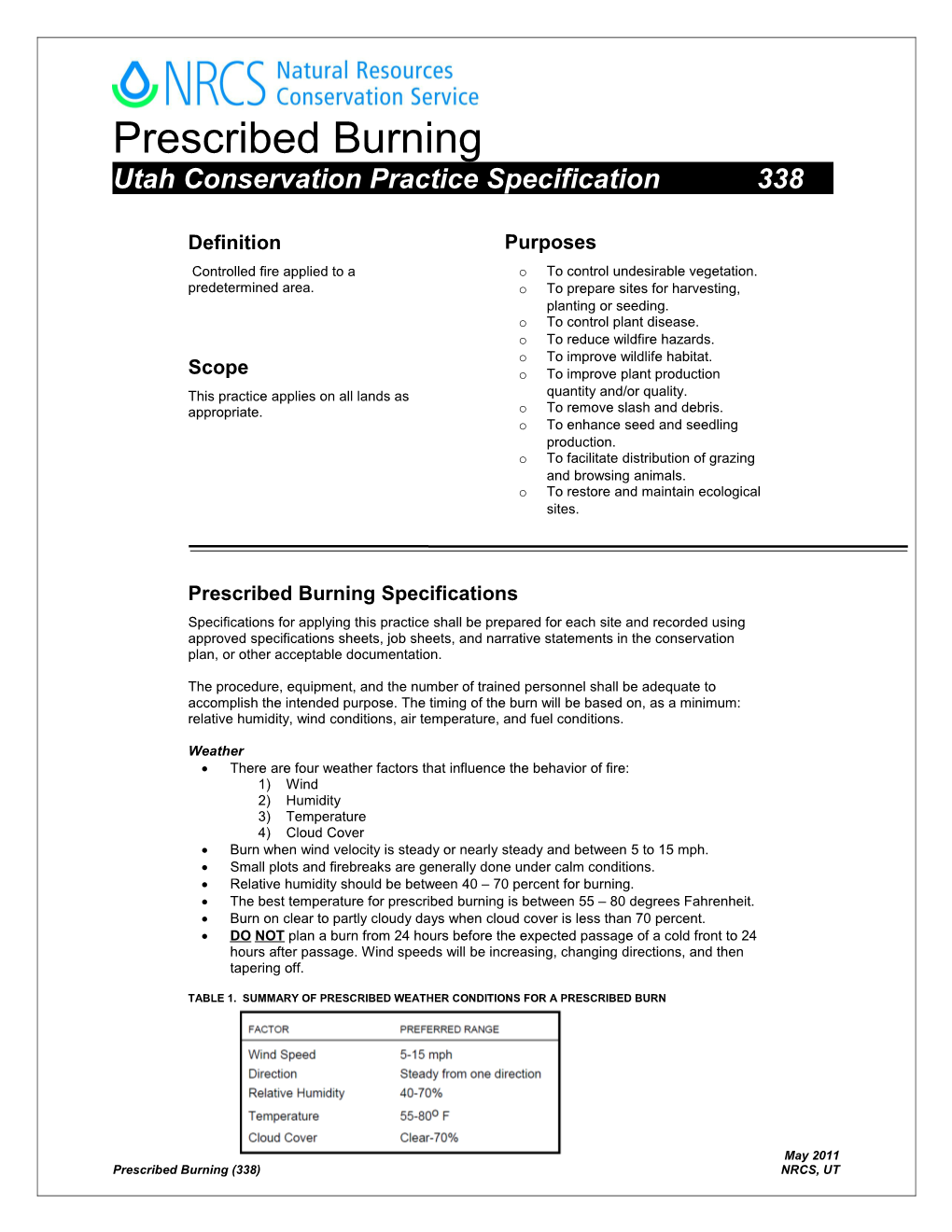 Utah Conservation Practice Specification338