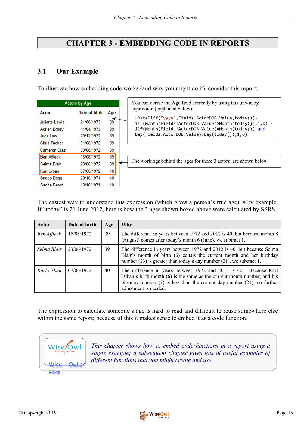 Embedding Code in Reports