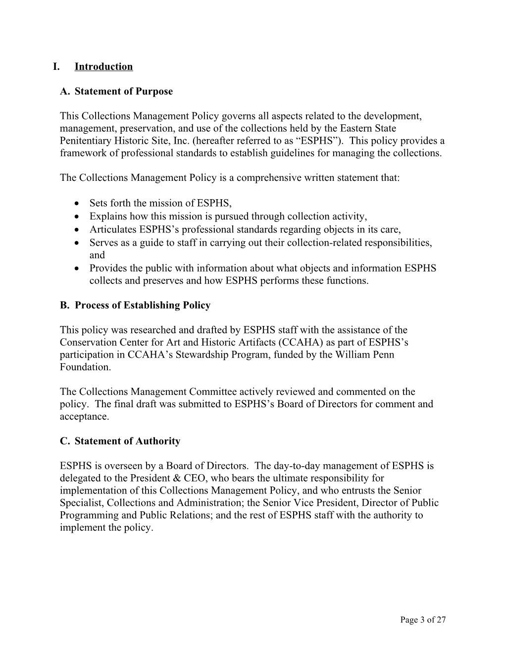 ESPHS Collections Management Policy - DJZ Edits & Comments (064661)