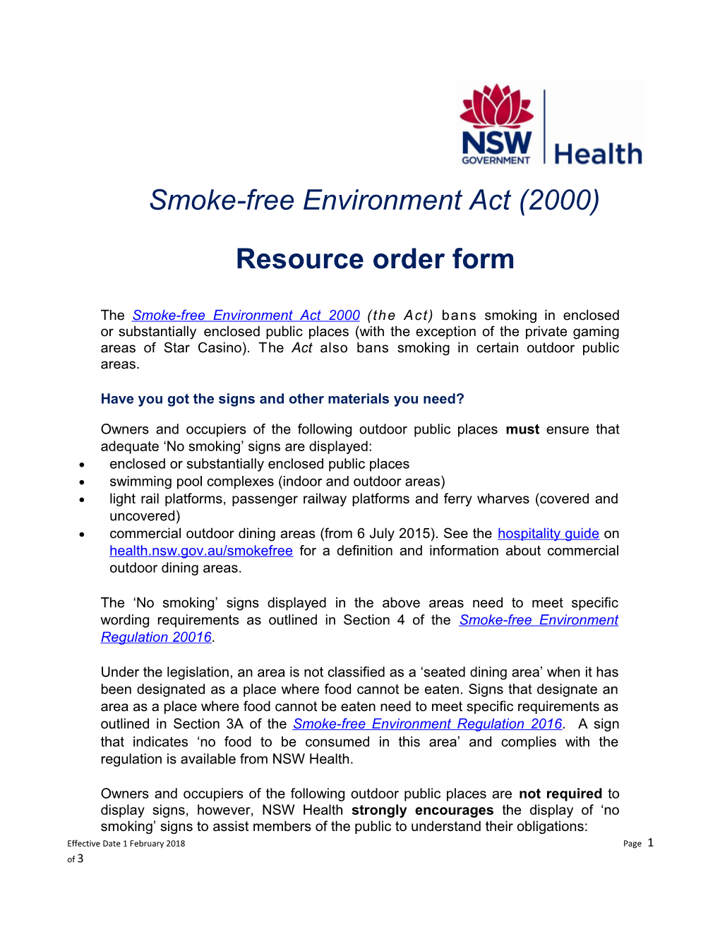Smoke-Free Outdoor Resources Order Form