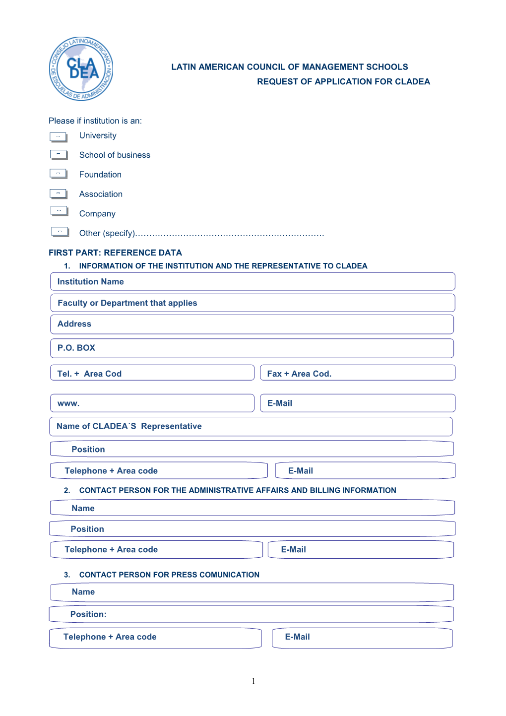 Questionnaire: Request of Application to CLADEA