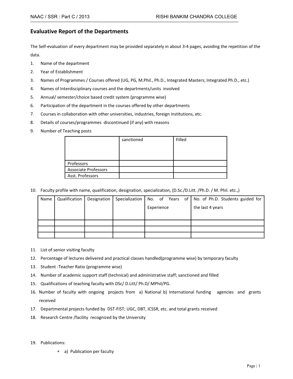 NAAC / SSR : Part C / 2013RISHI BANKIM CHANDRA COLLEGE