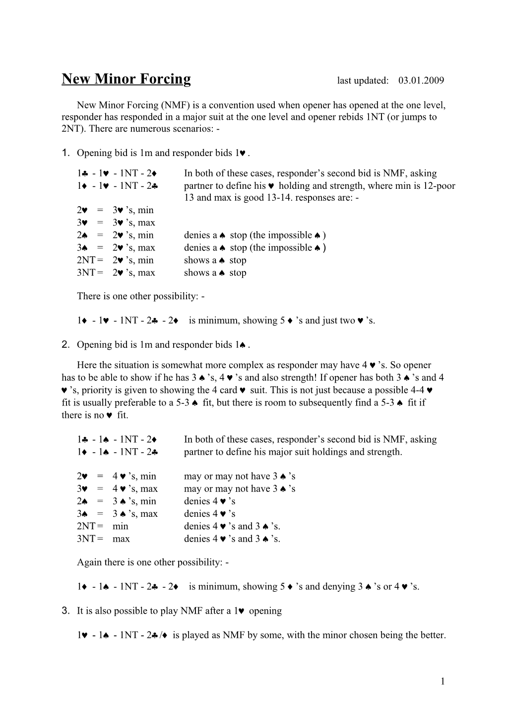 New Minor Forcing Last Updated:03.01.2009