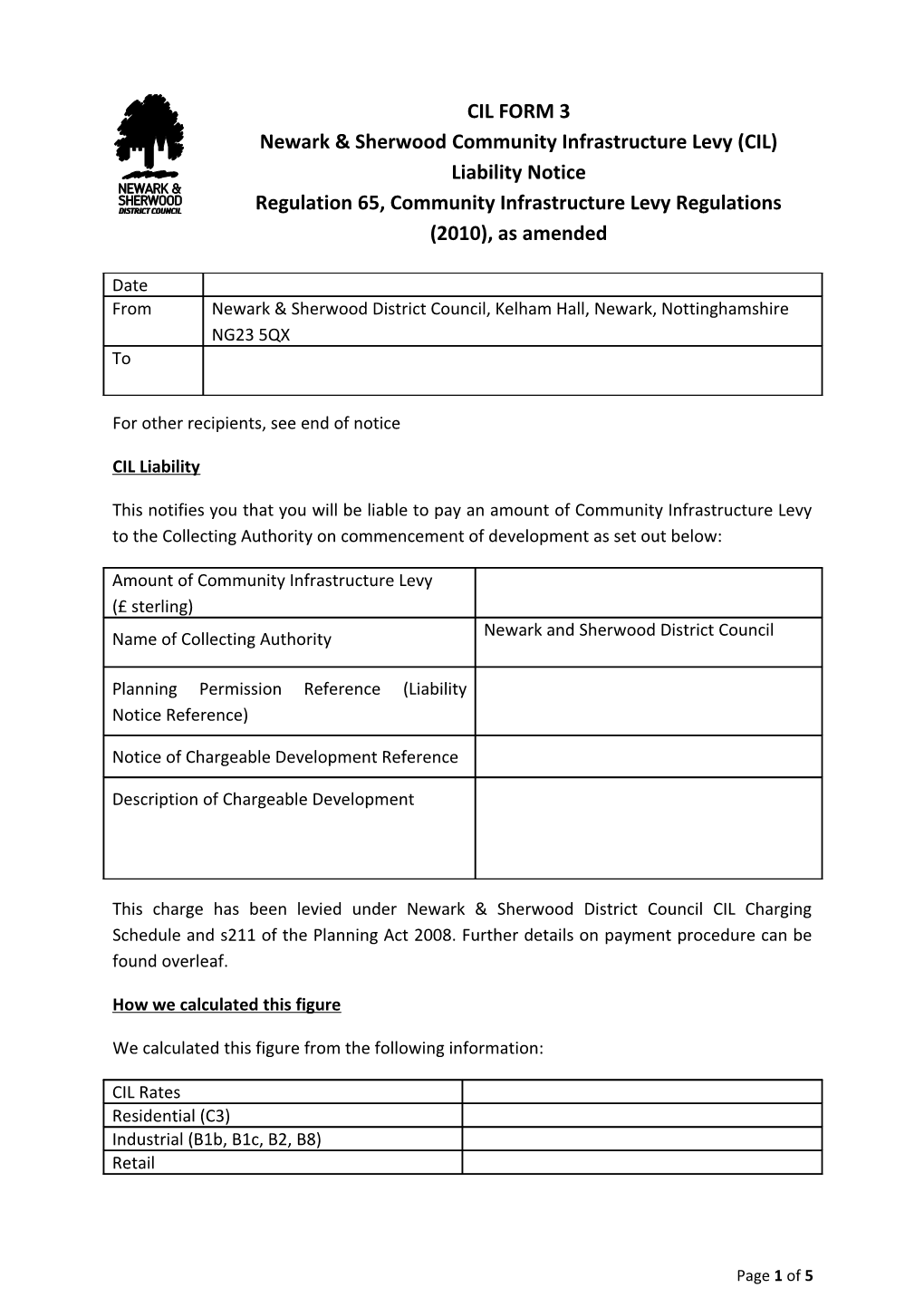 Newark & Sherwood Community Infrastructure Levy (CIL)