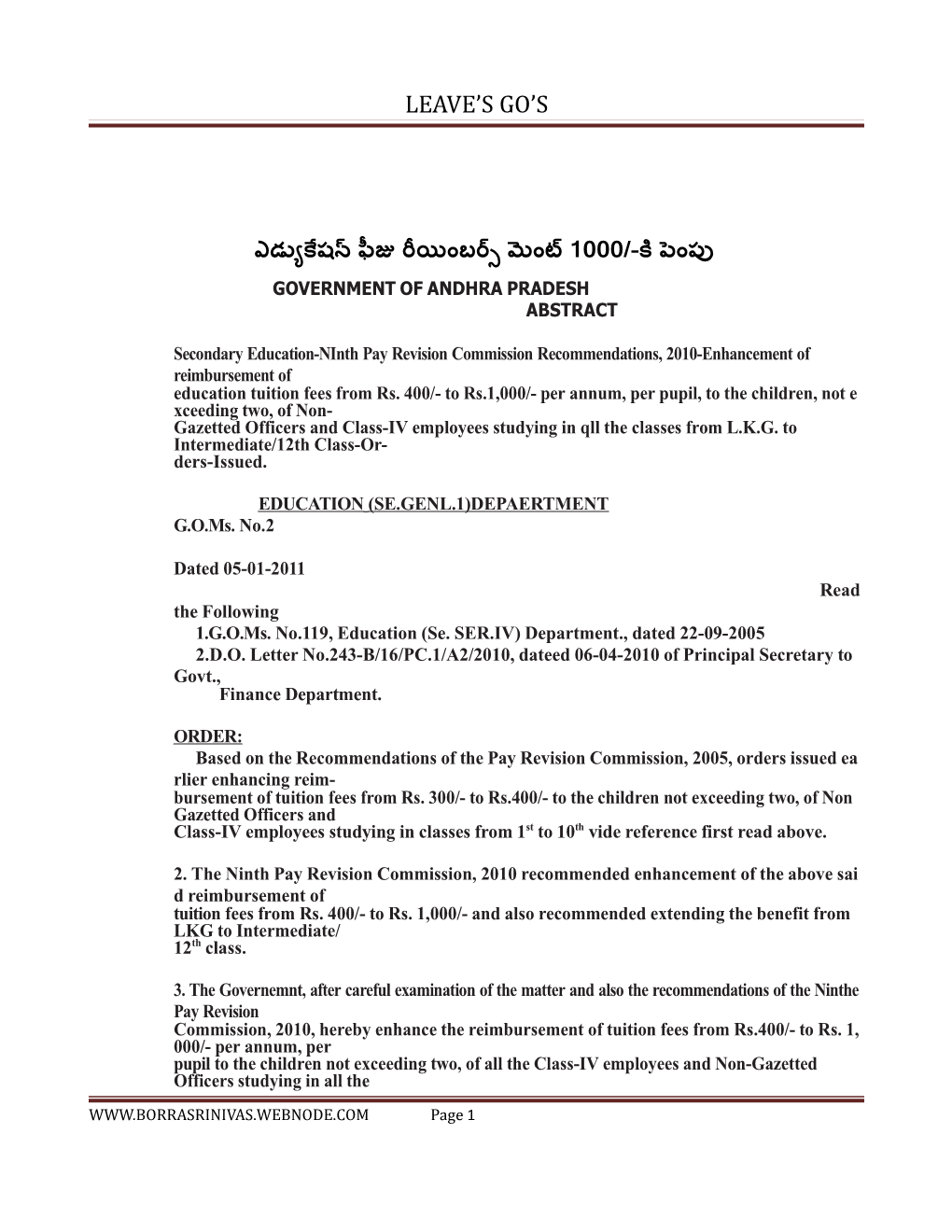 Secondary Education-Ninth Pay Revision Commission Recommendations, 2010-Enhancement Of
