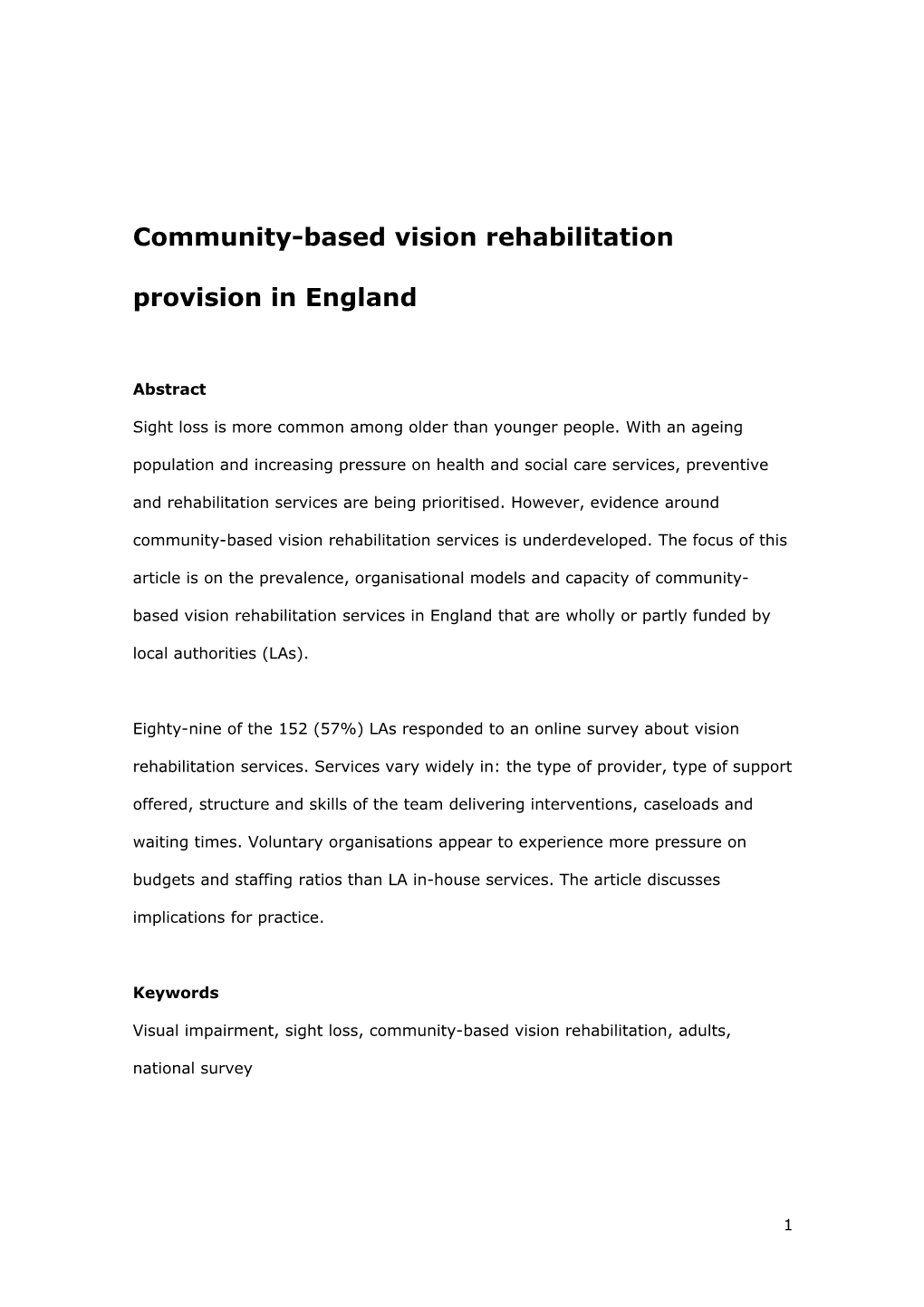 Community-Based Vision Rehabilitation Provision in England