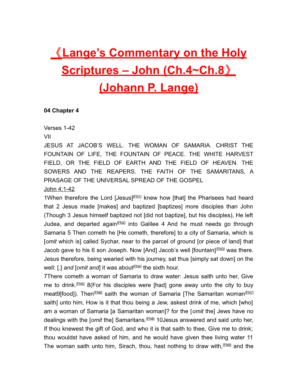Lange S Commentary on the Holy Scriptures John (Ch.4 Ch.8 (Johann P. Lange)