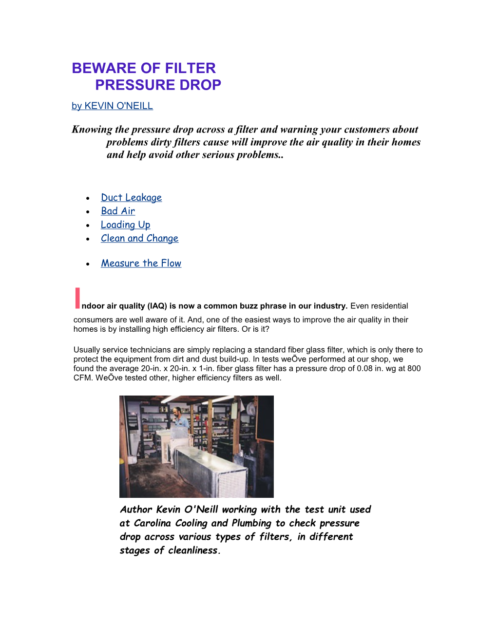 Beware of Filter Pressure Drop