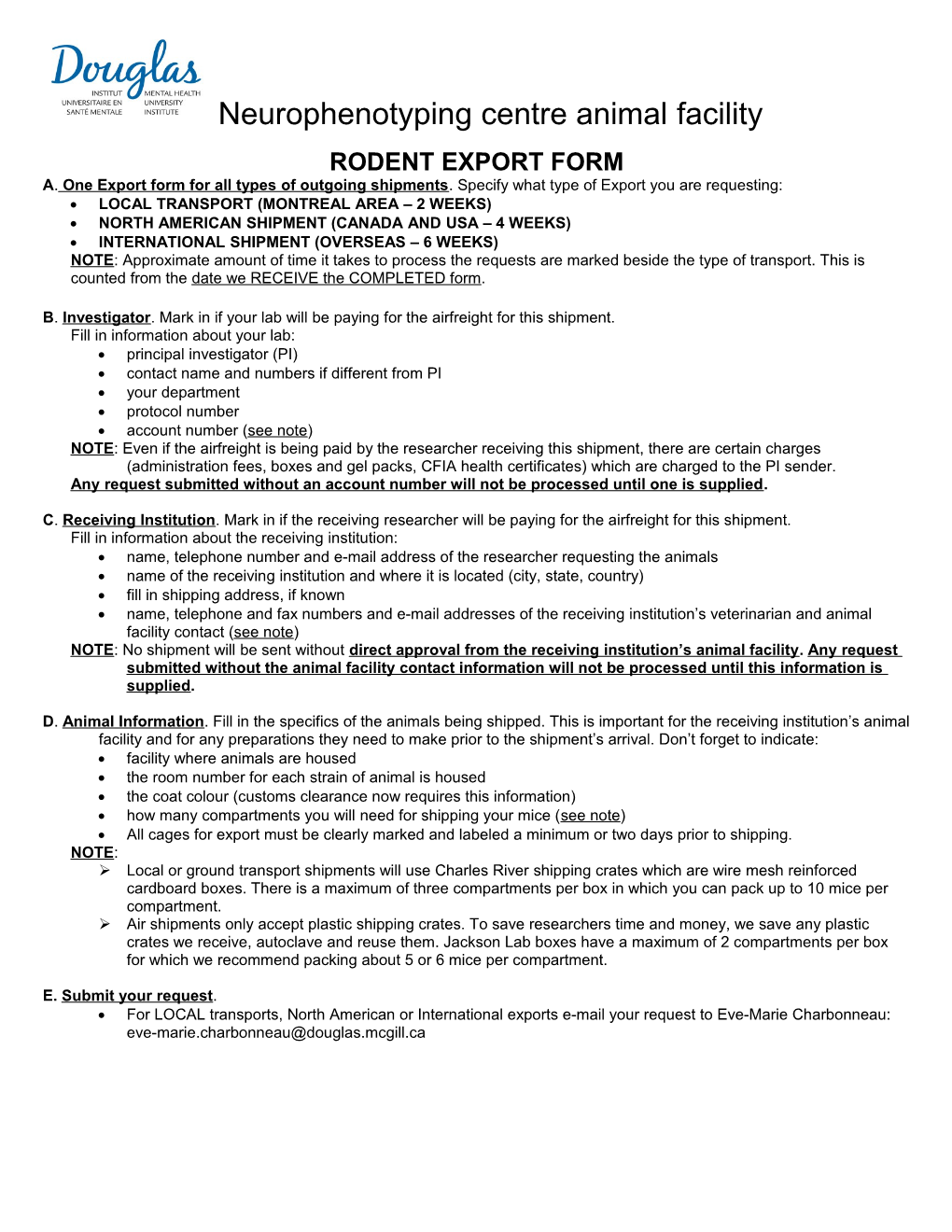 Rodent Import Form