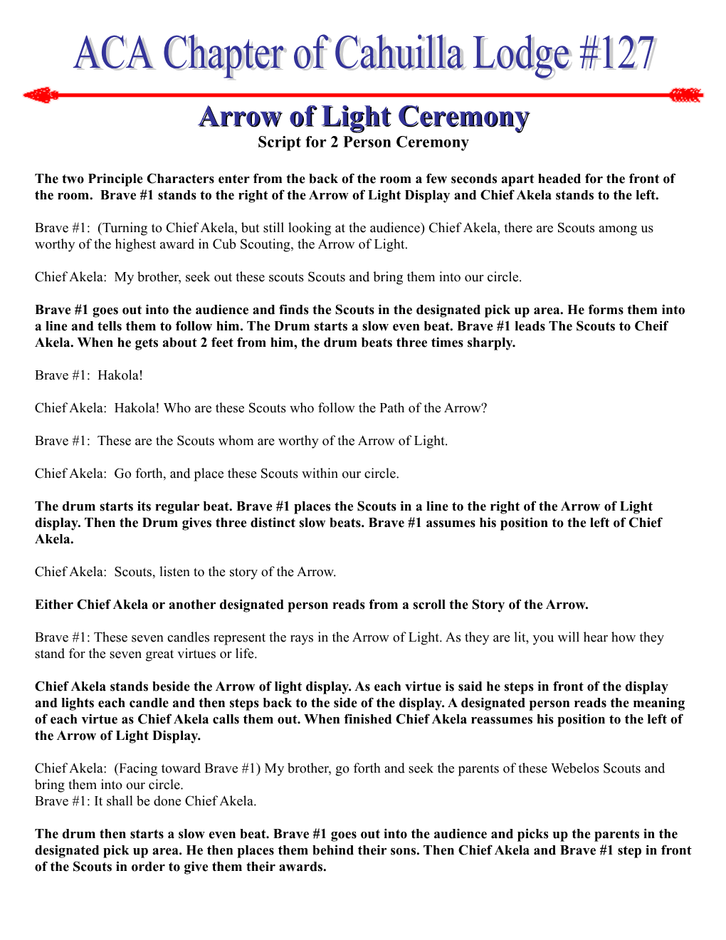 Arrow of Light Ceremony