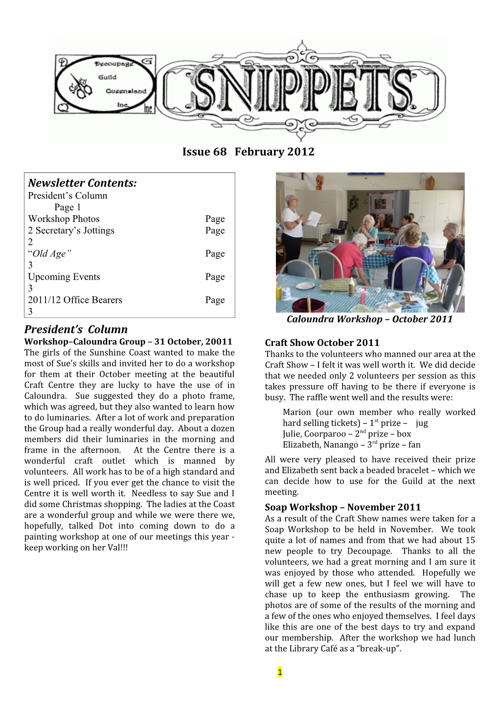 Newsletter Contents