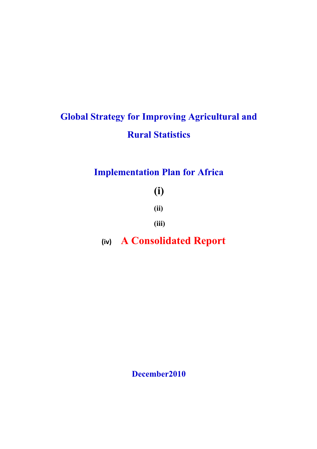 Summary of the Implementation Plan for Africa