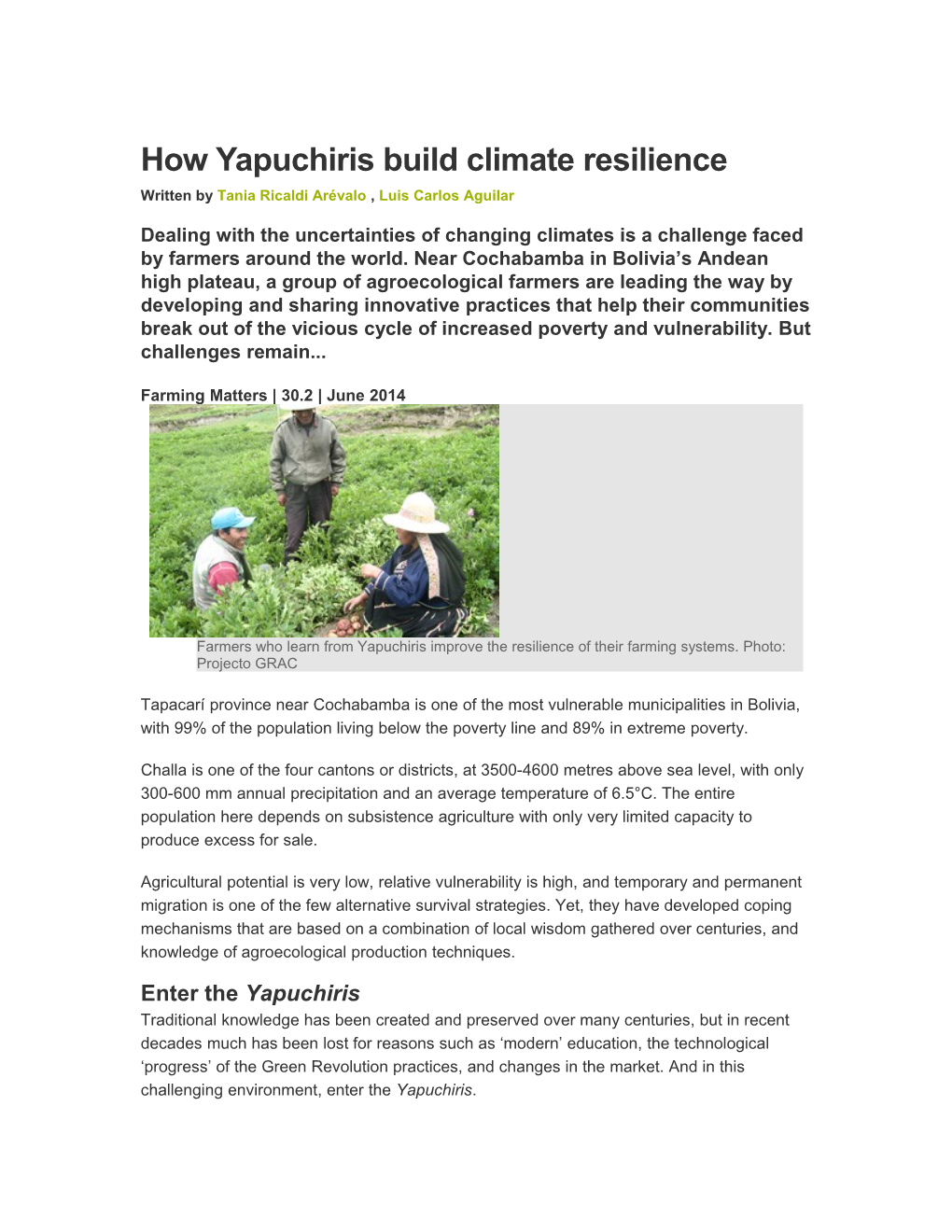 How Yapuchiris Build Climate Resilience
