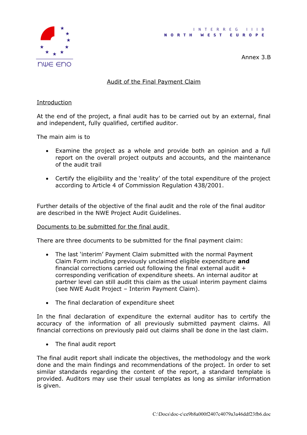 Audit of the Final Payment Claim