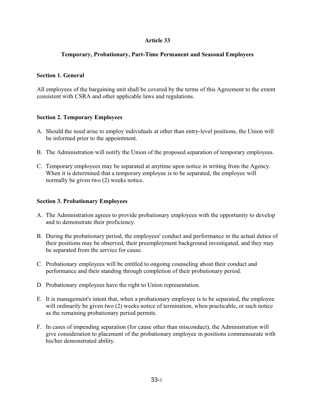 Temporary, Probationary, Part-Time Permanent and Seasonal Employees